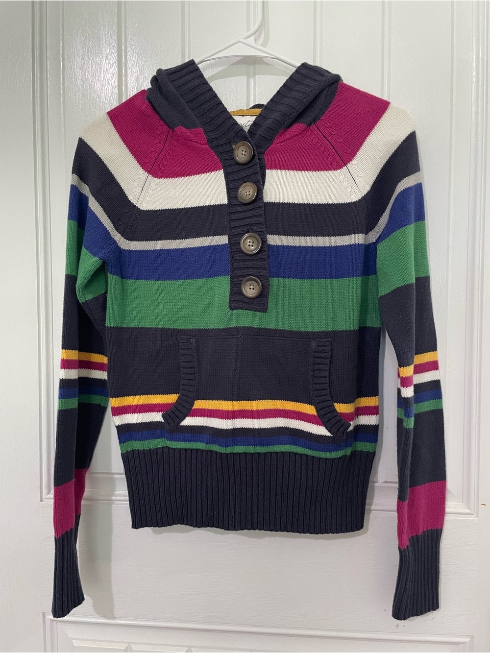Y2K Aeropostale Hooded Striped Sweater Button Front Pocket.